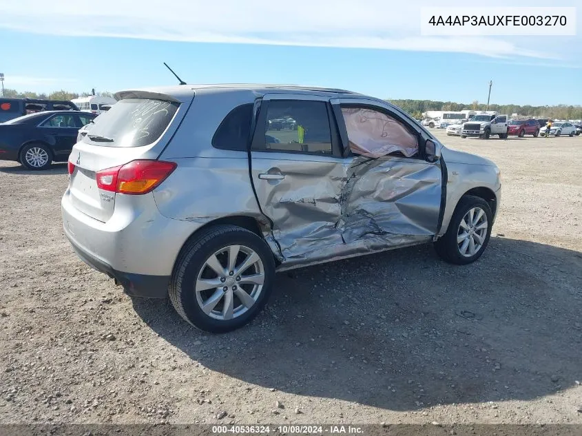 2015 Mitsubishi Outlander Sport Es VIN: 4A4AP3AUXFE003270 Lot: 40536324