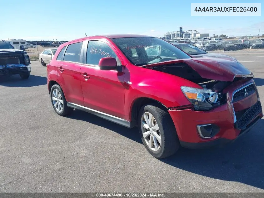 2015 Mitsubishi Outlander Sport Es VIN: 4A4AR3AUXFE026400 Lot: 40674496