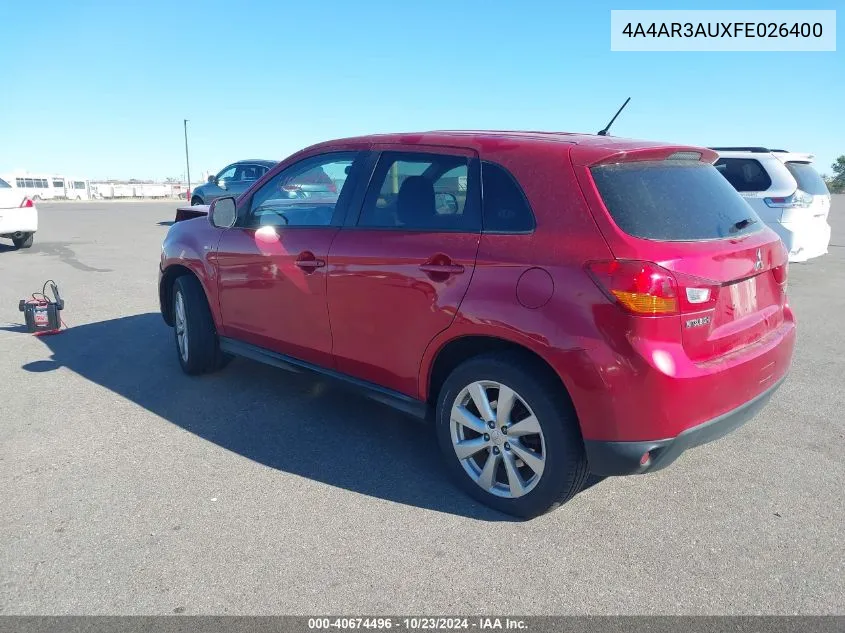 2015 Mitsubishi Outlander Sport Es VIN: 4A4AR3AUXFE026400 Lot: 40674496