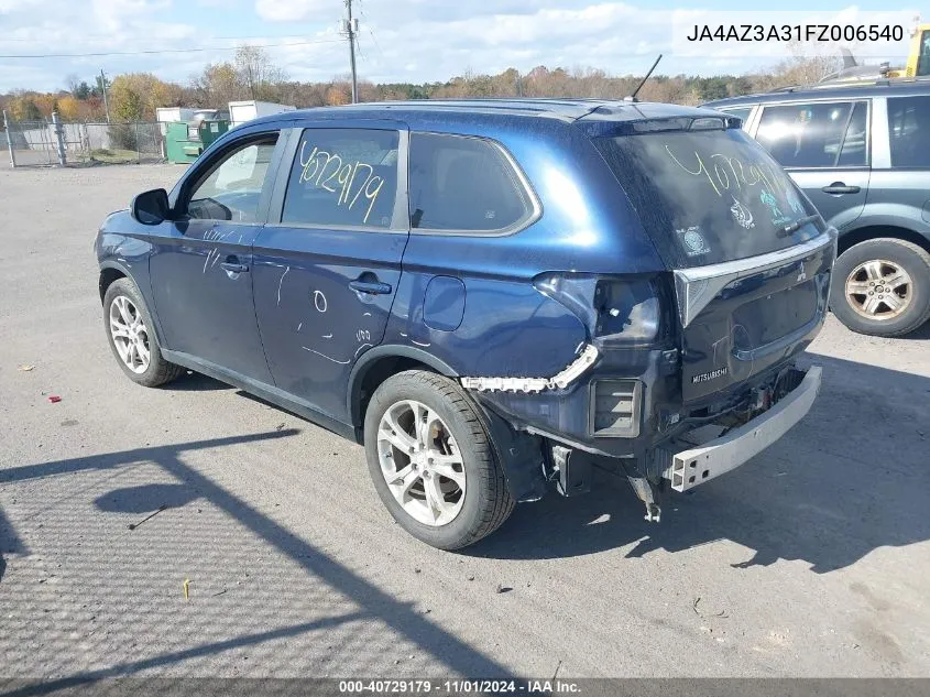 2015 Mitsubishi Outlander Se VIN: JA4AZ3A31FZ006540 Lot: 40729179