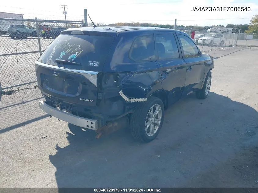 2015 Mitsubishi Outlander Se VIN: JA4AZ3A31FZ006540 Lot: 40729179