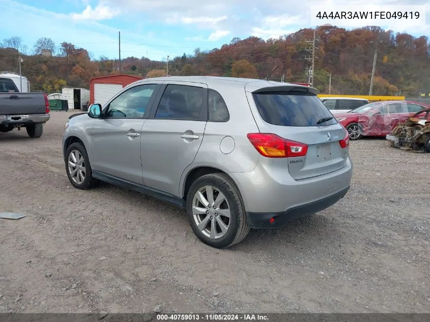 2015 Mitsubishi Outlander Sport Es VIN: 4A4AR3AW1FE049419 Lot: 40759013