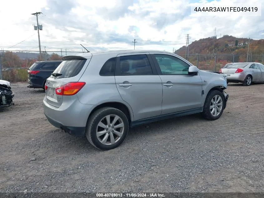 2015 Mitsubishi Outlander Sport Es VIN: 4A4AR3AW1FE049419 Lot: 40759013