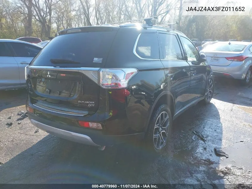 2015 Mitsubishi Outlander Gt VIN: JA4JZ4AX3FZ011652 Lot: 40779960