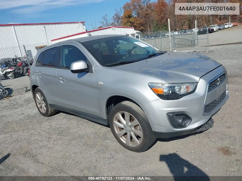 2015 Mitsubishi Outlander Sport Es VIN: 4A4AP3AU7FE001640 Lot: 40792123