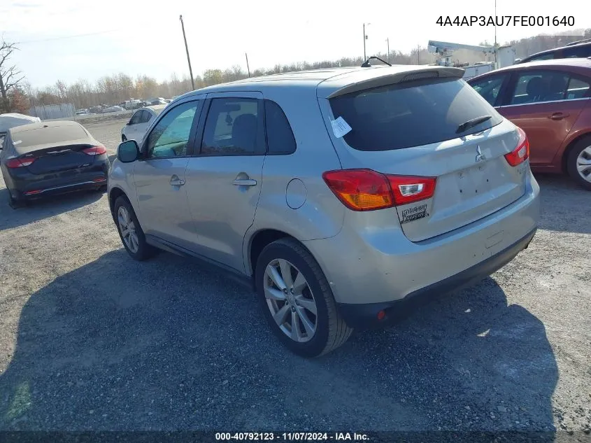 2015 Mitsubishi Outlander Sport Es VIN: 4A4AP3AU7FE001640 Lot: 40792123