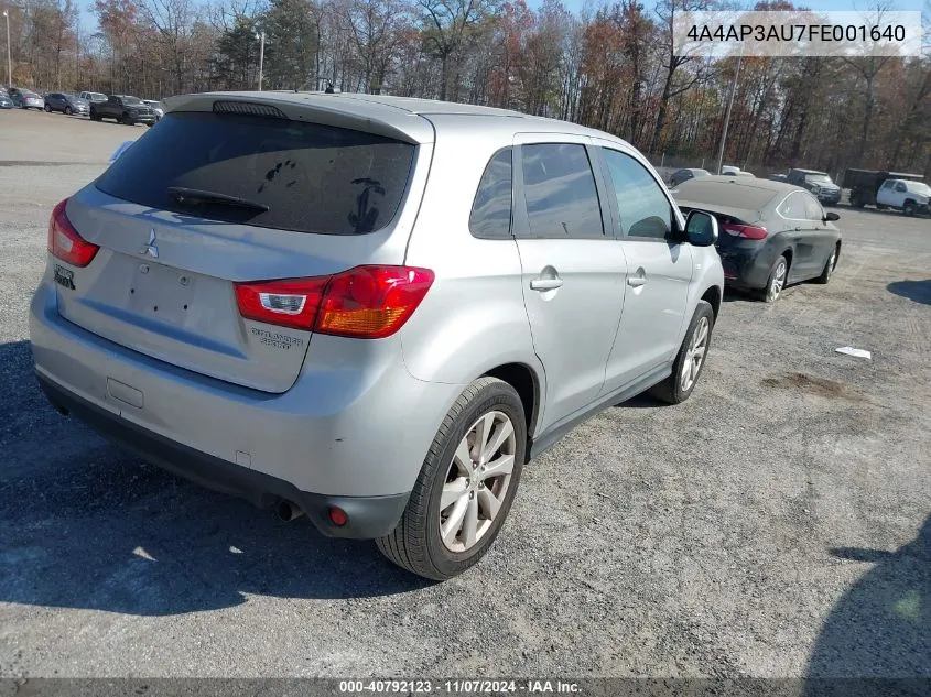 2015 Mitsubishi Outlander Sport Es VIN: 4A4AP3AU7FE001640 Lot: 40792123