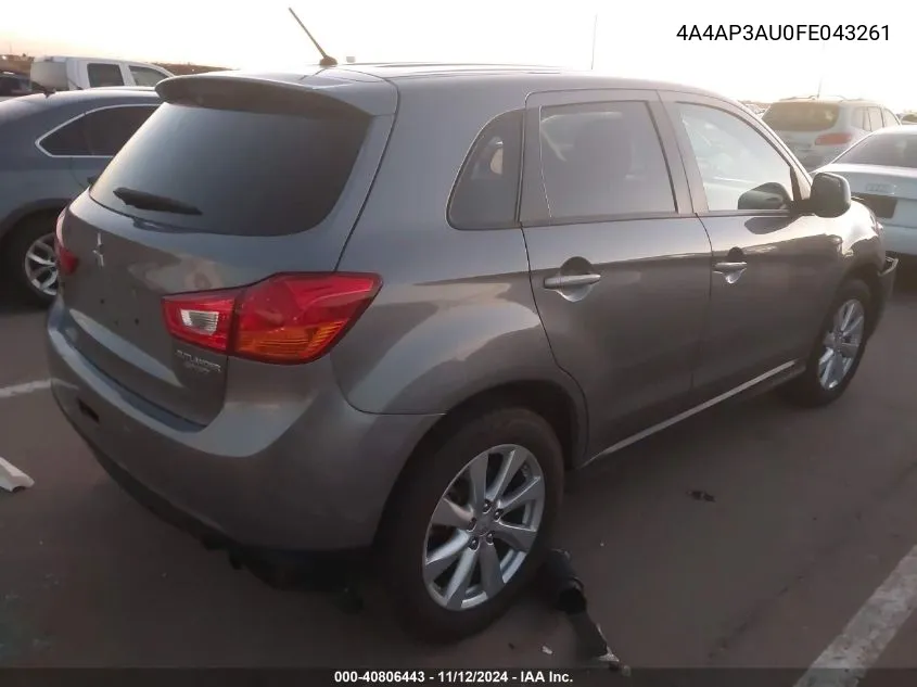 2015 Mitsubishi Outlander Sport Es VIN: 4A4AP3AU0FE043261 Lot: 40806443