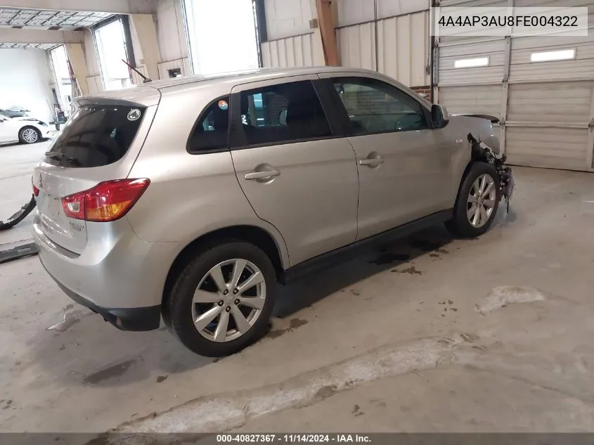 4A4AP3AU8FE004322 2015 Mitsubishi Outlander Sport Es