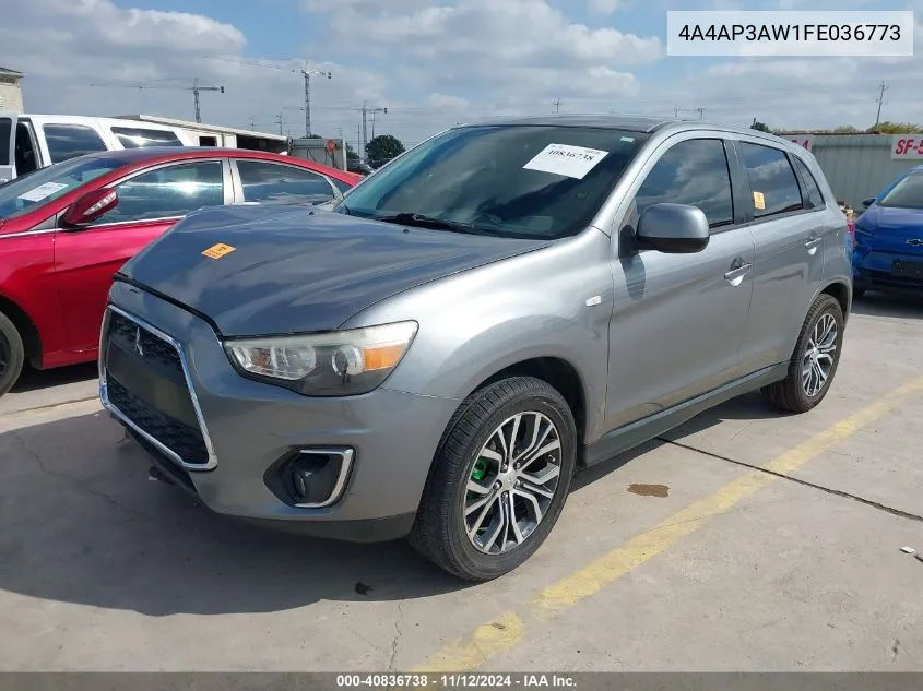 2015 Mitsubishi Outlander Sport Es VIN: 4A4AP3AW1FE036773 Lot: 40836738