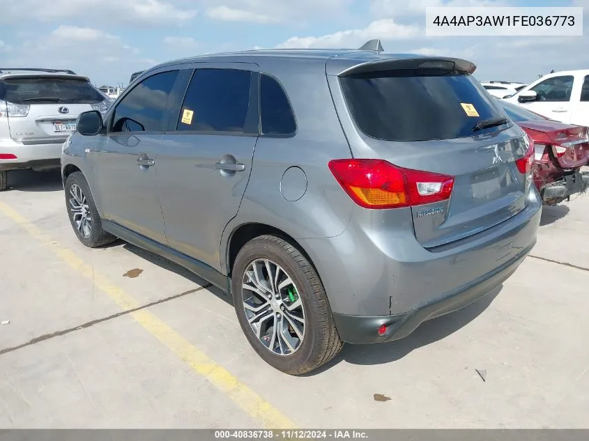 2015 Mitsubishi Outlander Sport Es VIN: 4A4AP3AW1FE036773 Lot: 40836738