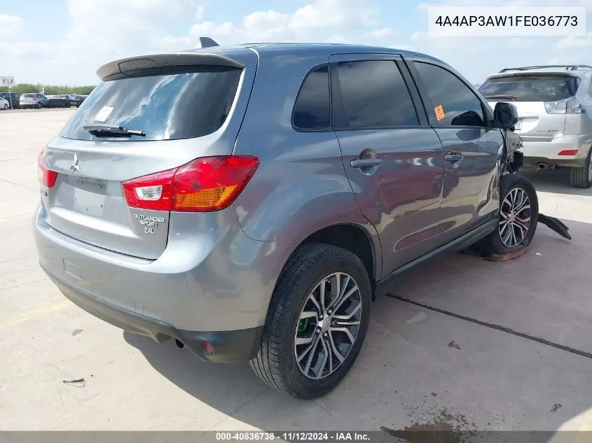 2015 Mitsubishi Outlander Sport Es VIN: 4A4AP3AW1FE036773 Lot: 40836738