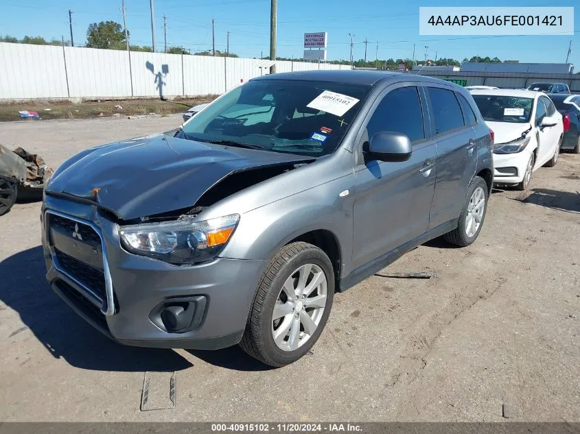 2015 Mitsubishi Outlander Sport Es VIN: 4A4AP3AU6FE001421 Lot: 40915102