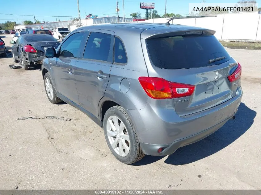 2015 Mitsubishi Outlander Sport Es VIN: 4A4AP3AU6FE001421 Lot: 40915102