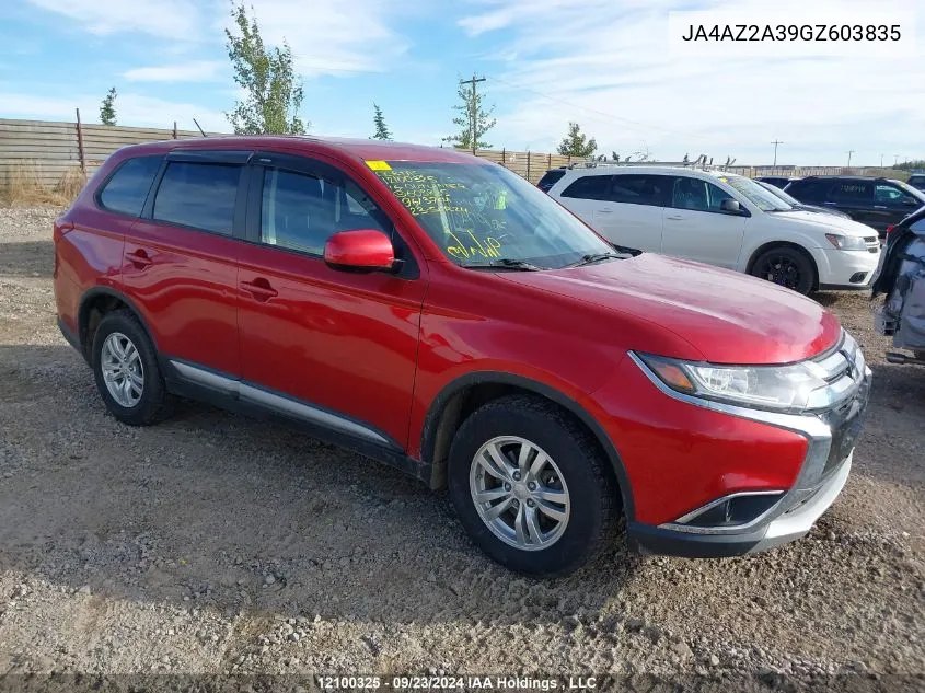 2016 Mitsubishi Outlander VIN: JA4AZ2A39GZ603835 Lot: 12100325