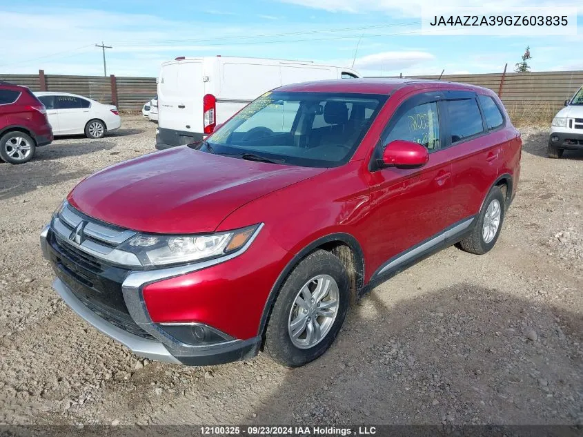 2016 Mitsubishi Outlander VIN: JA4AZ2A39GZ603835 Lot: 12100325