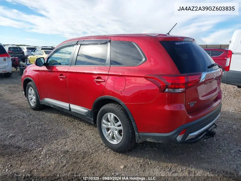 2016 Mitsubishi Outlander VIN: JA4AZ2A39GZ603835 Lot: 12100325