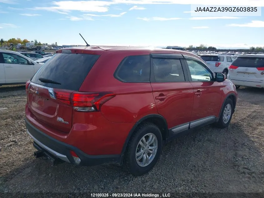 2016 Mitsubishi Outlander VIN: JA4AZ2A39GZ603835 Lot: 12100325