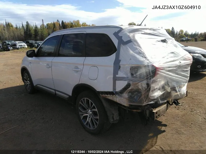 2016 Mitsubishi Outlander VIN: JA4JZ3AX1GZ604910 Lot: 12115344