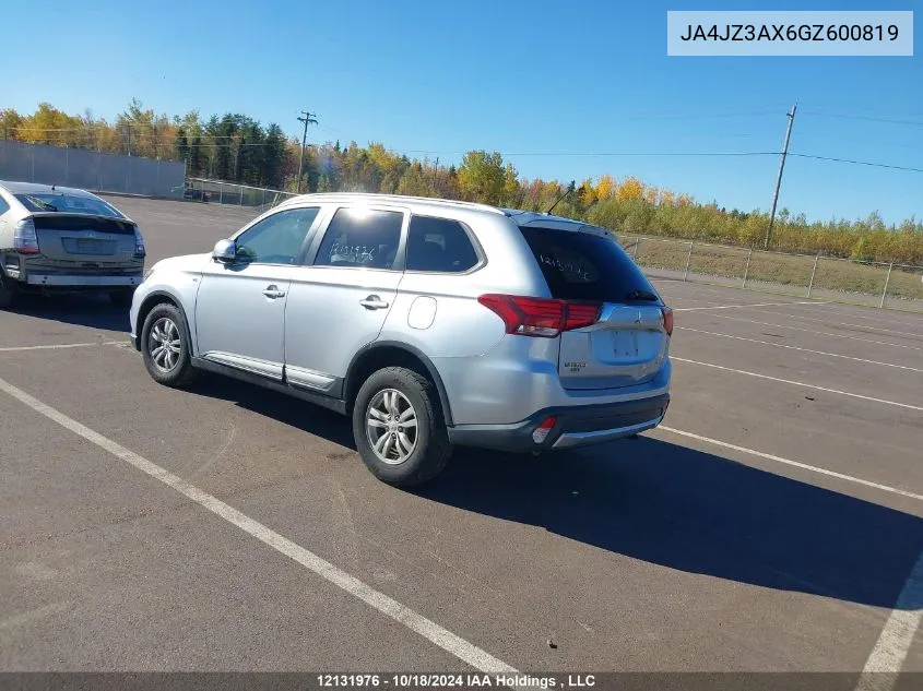 2016 Mitsubishi Outlander VIN: JA4JZ3AX6GZ600819 Lot: 12131976