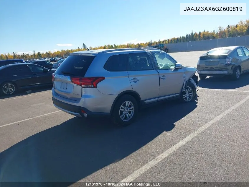 2016 Mitsubishi Outlander VIN: JA4JZ3AX6GZ600819 Lot: 12131976