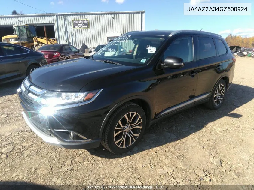 2016 Mitsubishi Outlander VIN: JA4AZ2A34GZ600924 Lot: 12132175