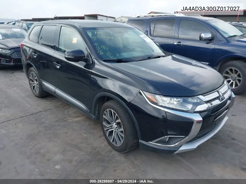 2016 Mitsubishi Outlander Se VIN: JA4AD3A30GZ017027 Lot: 39298807