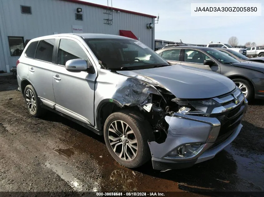 2016 Mitsubishi Outlander Se VIN: JA4AD3A30GZ005850 Lot: 39674641