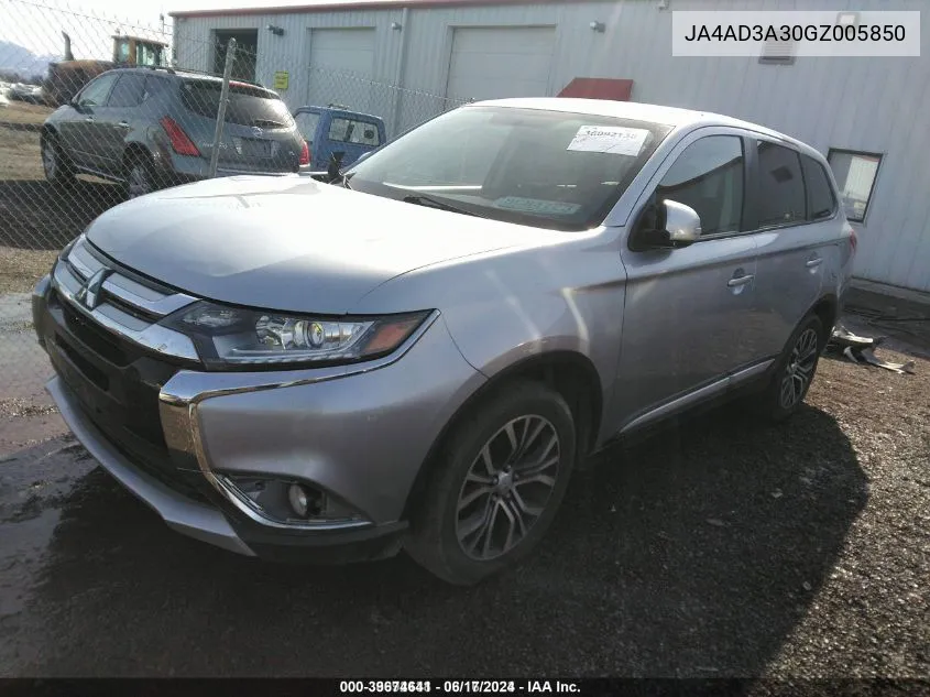 2016 Mitsubishi Outlander Se VIN: JA4AD3A30GZ005850 Lot: 39674641