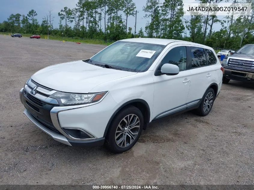 2016 Mitsubishi Outlander Es VIN: JA4AD2A30GZ019547 Lot: 39956740