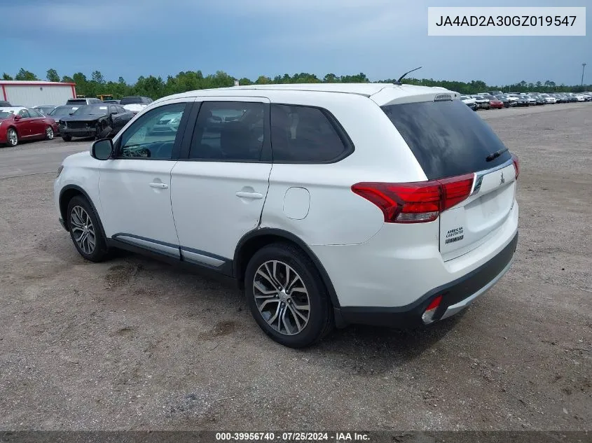 2016 Mitsubishi Outlander Es VIN: JA4AD2A30GZ019547 Lot: 39956740