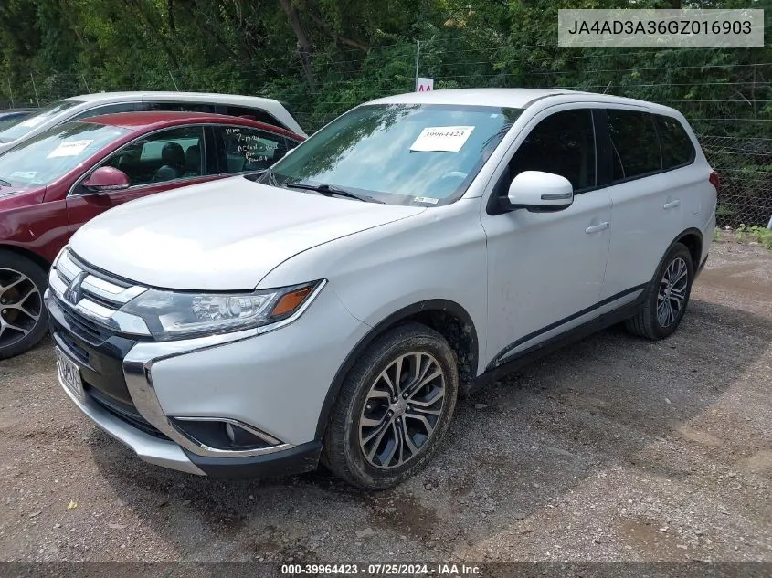 2016 Mitsubishi Outlander Se/Sel VIN: JA4AD3A36GZ016903 Lot: 39964423