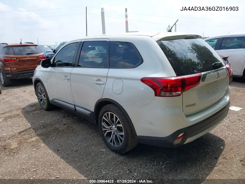 2016 Mitsubishi Outlander Se/Sel VIN: JA4AD3A36GZ016903 Lot: 39964423