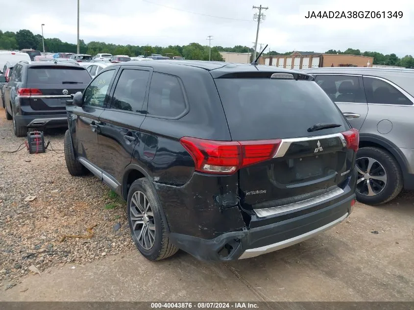 2016 Mitsubishi Outlander Es VIN: JA4AD2A38GZ061349 Lot: 40043876