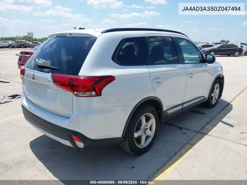 2016 Mitsubishi Outlander Sel VIN: JA4AD3A35GZ047494 Lot: 40080569