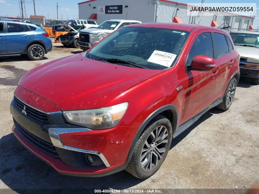 2016 Mitsubishi Outlander Sport 2.4 Se VIN: JA4AP3AW0GZ059554 Lot: 40086294