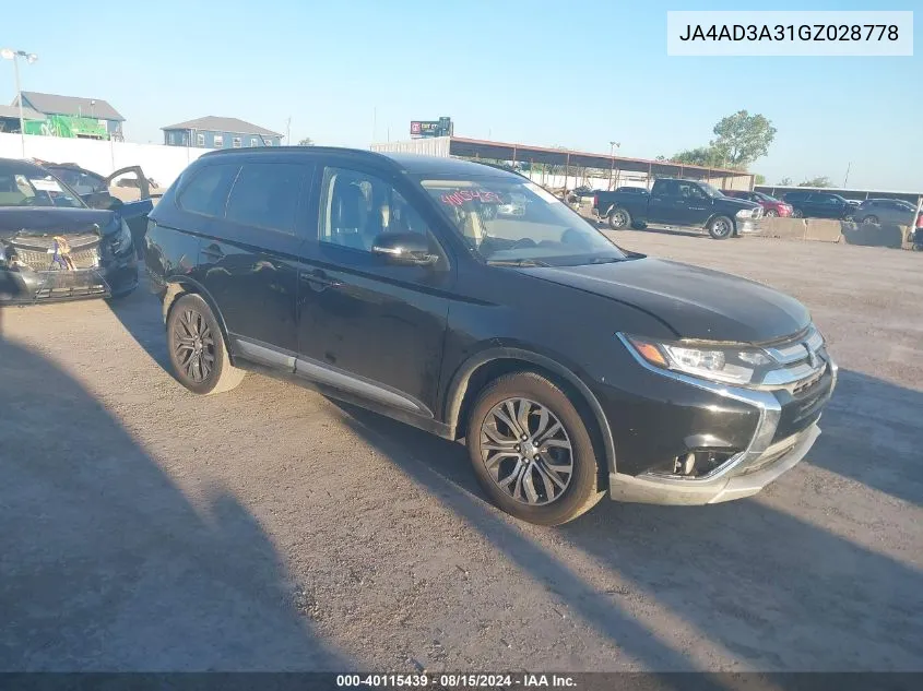 JA4AD3A31GZ028778 2016 Mitsubishi Outlander Sel