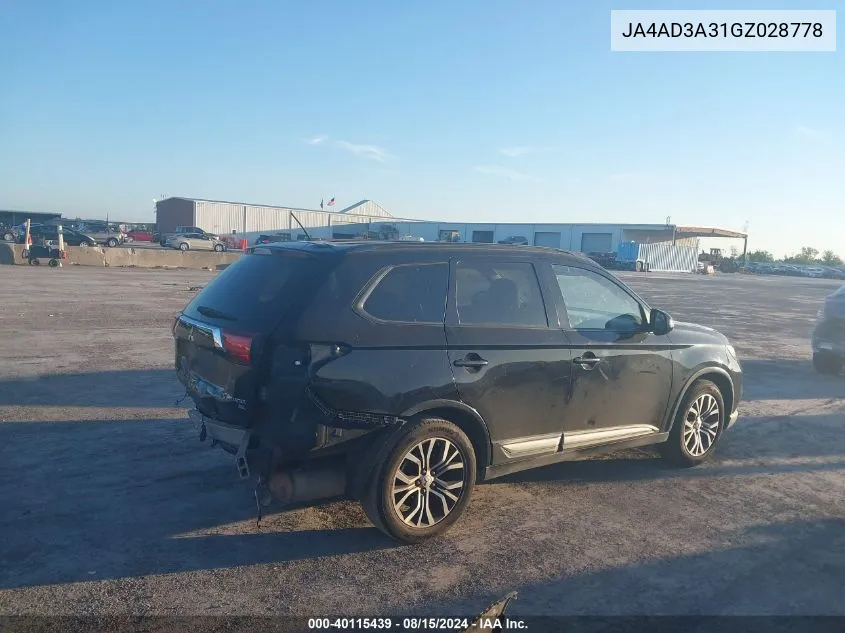 JA4AD3A31GZ028778 2016 Mitsubishi Outlander Sel