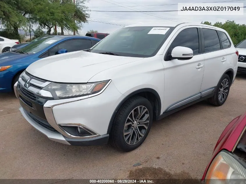 2016 Mitsubishi Outlander Se VIN: JA4AD3A3XGZ017049 Lot: 40200060