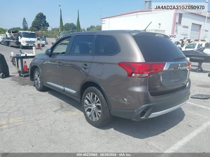 2016 Mitsubishi Outlander Es VIN: JA4AD2A31GZ050970 Lot: 40230985