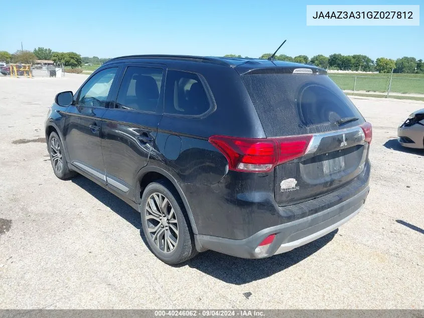 2016 Mitsubishi Outlander Sel VIN: JA4AZ3A31GZ027812 Lot: 40246062