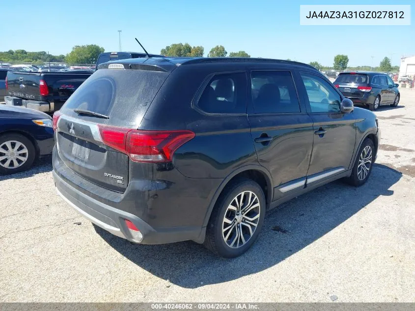 2016 Mitsubishi Outlander Sel VIN: JA4AZ3A31GZ027812 Lot: 40246062