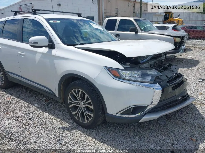 2016 Mitsubishi Outlander Se VIN: JA4AD3A3XGZ061536 Lot: 40260635