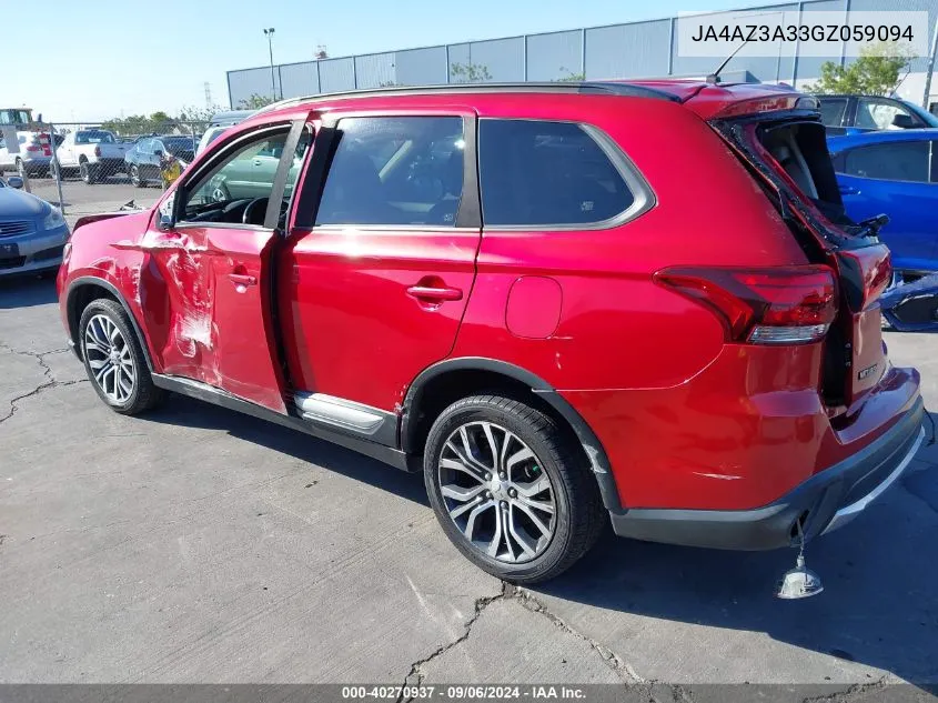 2016 Mitsubishi Outlander Es/Se/Sel VIN: JA4AZ3A33GZ059094 Lot: 40270937