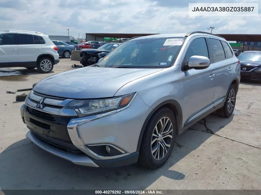 2016 Mitsubishi Outlander Se/Sel VIN: JA4AD3A38GZ035887 Lot: 40279292