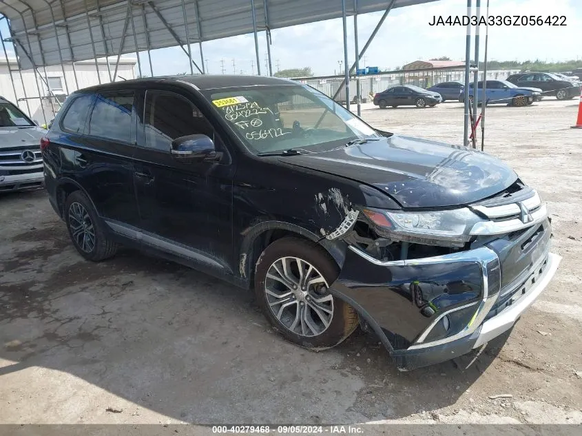 2016 Mitsubishi Outlander Se VIN: JA4AD3A33GZ056422 Lot: 40279468