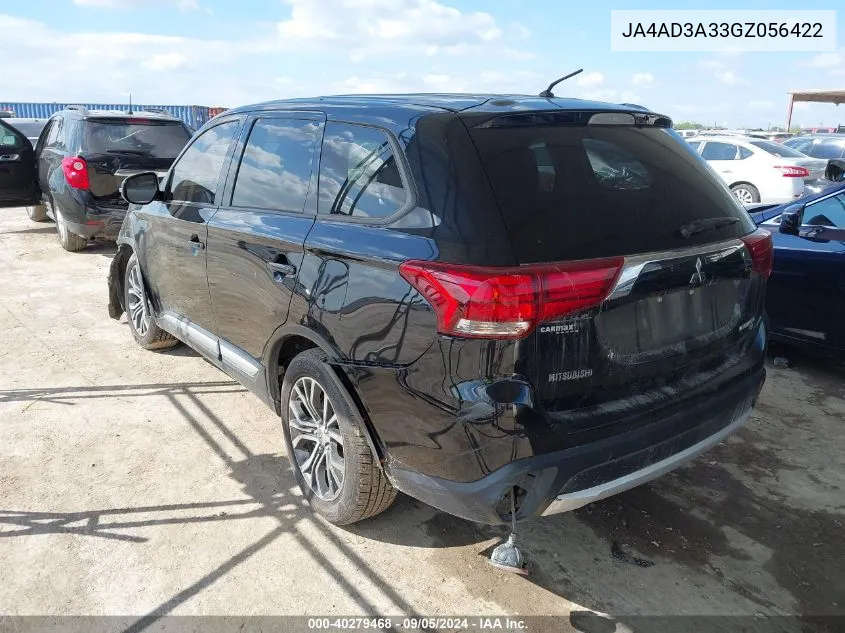 2016 Mitsubishi Outlander Se VIN: JA4AD3A33GZ056422 Lot: 40279468