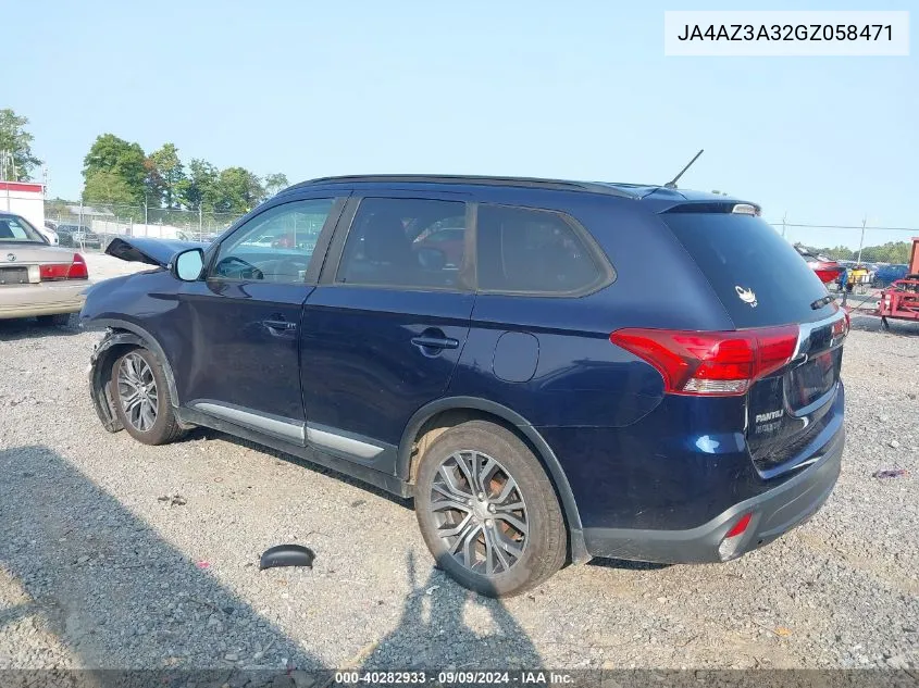 2016 Mitsubishi Outlander VIN: JA4AZ3A32GZ058471 Lot: 40282933