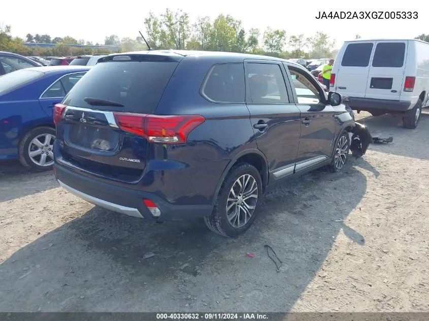 2016 Mitsubishi Outlander Es VIN: JA4AD2A3XGZ005333 Lot: 40330632