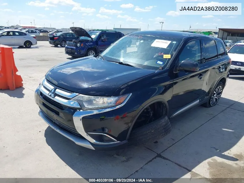 2016 Mitsubishi Outlander Es VIN: JA4AD2A38GZ008280 Lot: 40339106